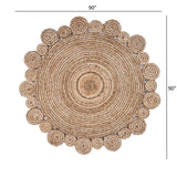 8’ Round Natural Coiled Area Rug - Homeroots - Flyclothing LLC
