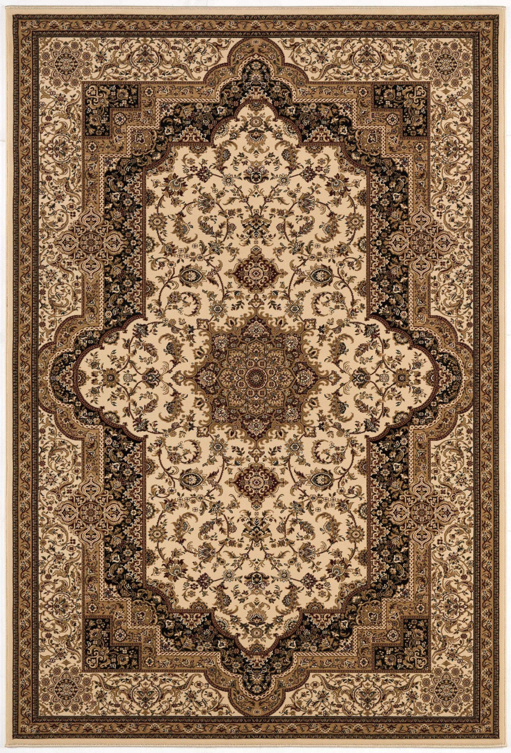 5' X 8' Black and Ivory Oriental Power Loom Area Rug - Homeroots - Flyclothing LLC