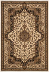 5' X 8' Black and Ivory Oriental Power Loom Area Rug - Homeroots