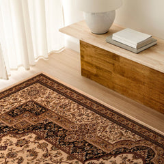 5' X 8' Black and Ivory Oriental Power Loom Area Rug - Homeroots