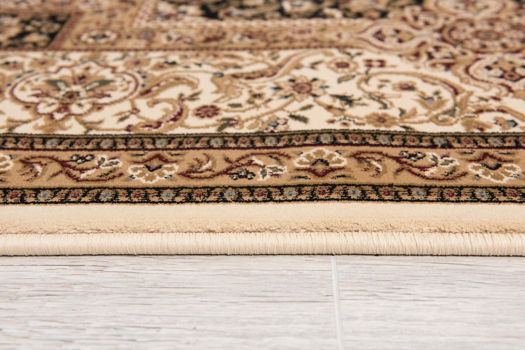 5' X 8' Black and Ivory Oriental Power Loom Area Rug - Homeroots