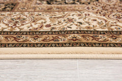 5' X 8' Black and Ivory Oriental Power Loom Area Rug - Homeroots
