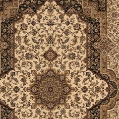 5' X 8' Black and Ivory Oriental Power Loom Area Rug - Homeroots