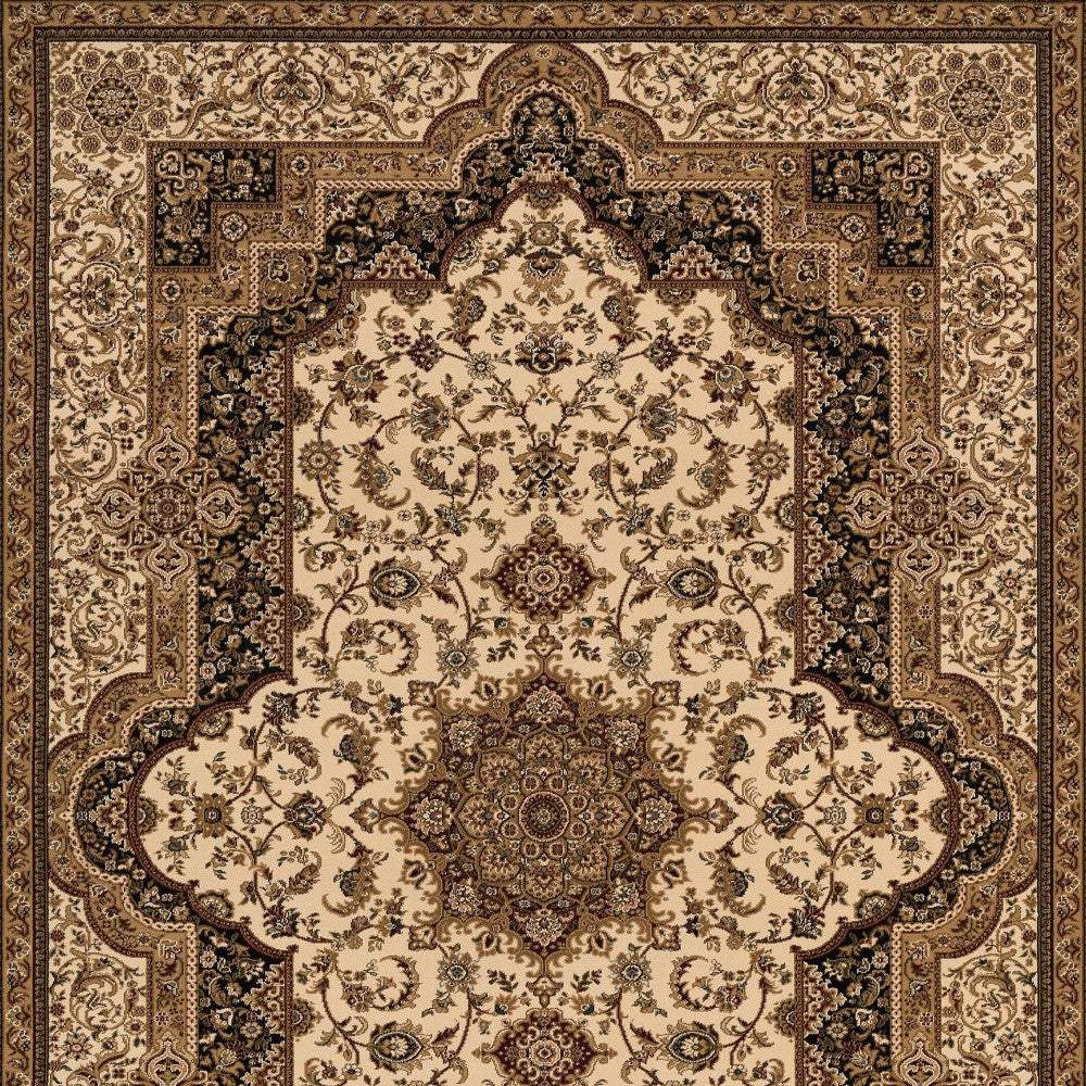 5' X 8' Black and Ivory Oriental Power Loom Area Rug - Homeroots - Flyclothing LLC