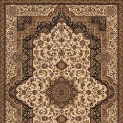 5' X 8' Black and Ivory Oriental Power Loom Area Rug - Homeroots