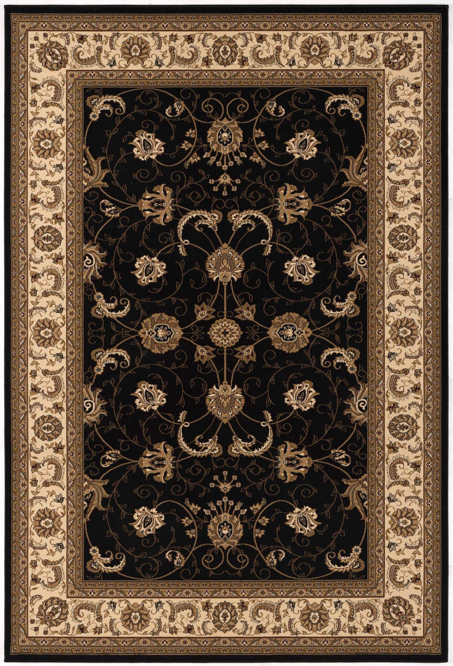 5' X 8' Black and Ivory Oriental Power Loom Area Rug - Homeroots - Flyclothing LLC