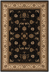 5' X 8' Black and Ivory Oriental Power Loom Area Rug - Homeroots - Flyclothing LLC