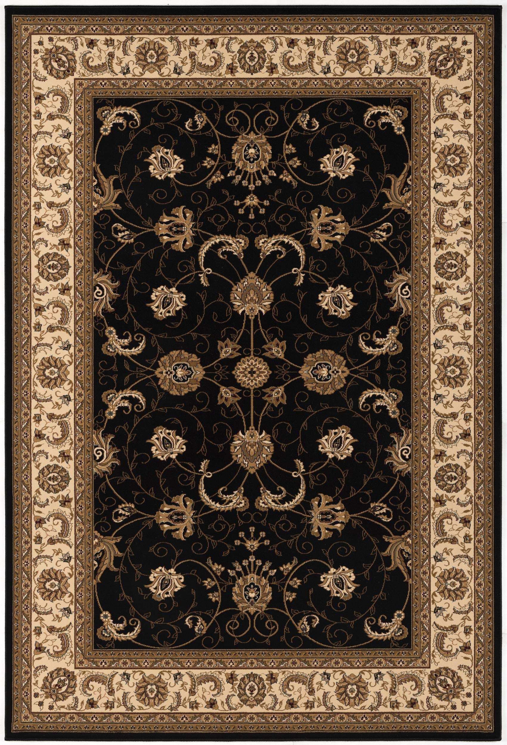5' X 8' Black and Ivory Oriental Power Loom Area Rug - Homeroots - Flyclothing LLC