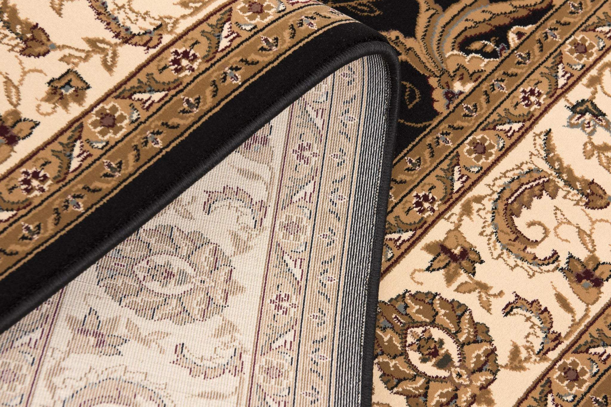 5' X 8' Black and Ivory Oriental Power Loom Area Rug - Homeroots - Flyclothing LLC