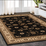 5' X 8' Black and Ivory Oriental Power Loom Area Rug - Homeroots - Flyclothing LLC