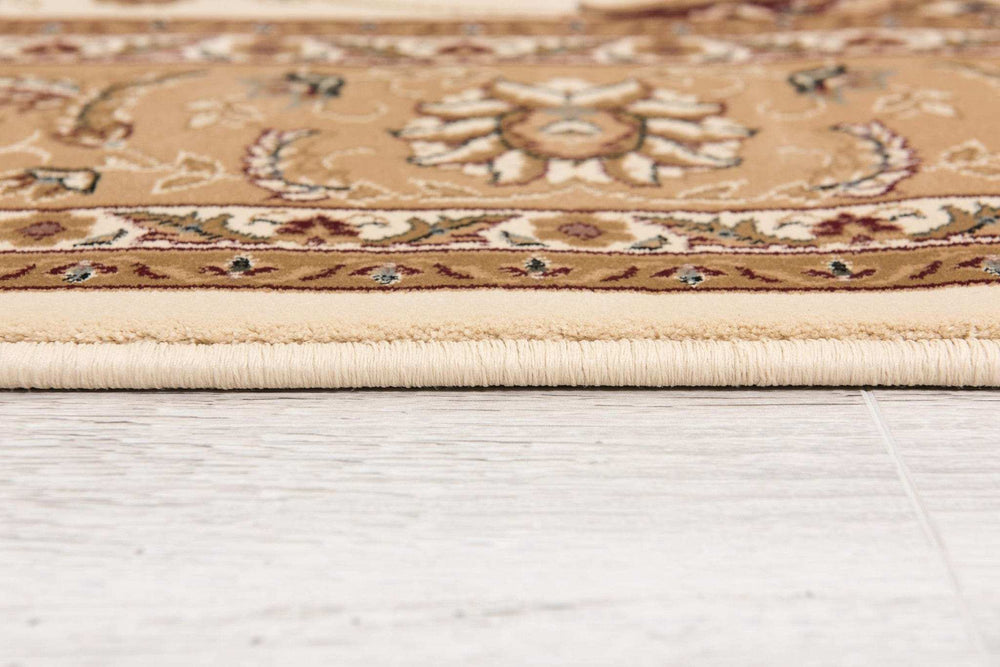 5' Beige and Ivory Round Oriental Power Loom Area Rug - Homeroots - Flyclothing LLC