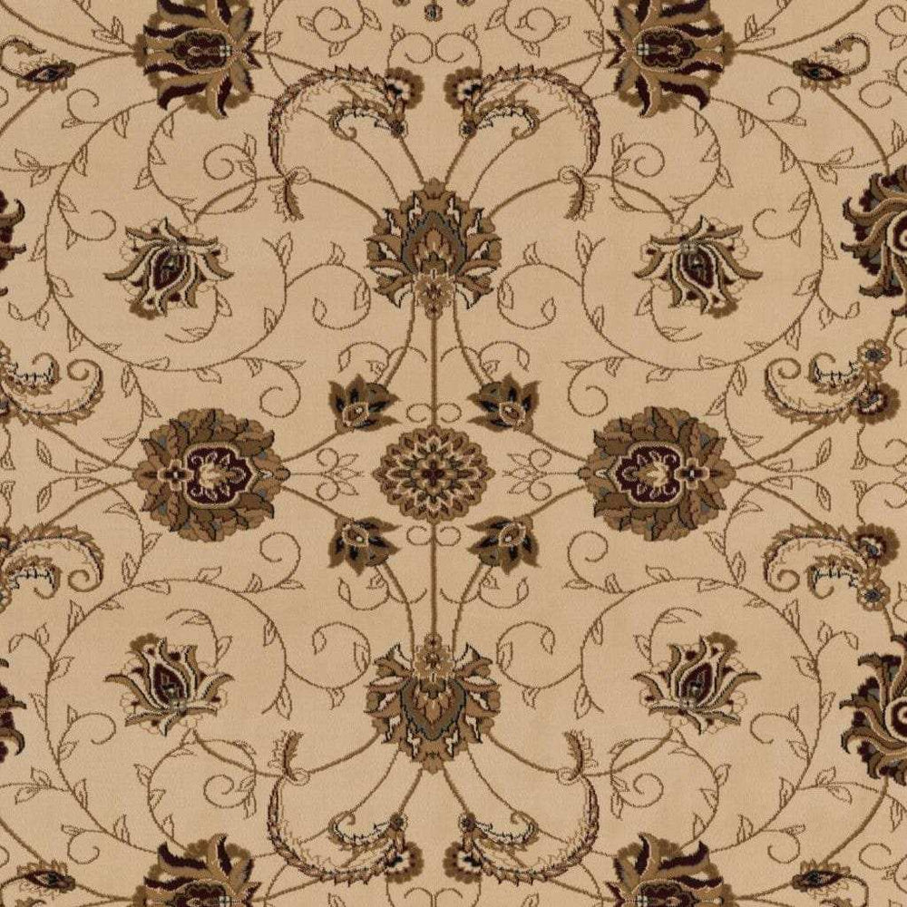 5' Beige and Ivory Round Oriental Power Loom Area Rug - Homeroots - Flyclothing LLC