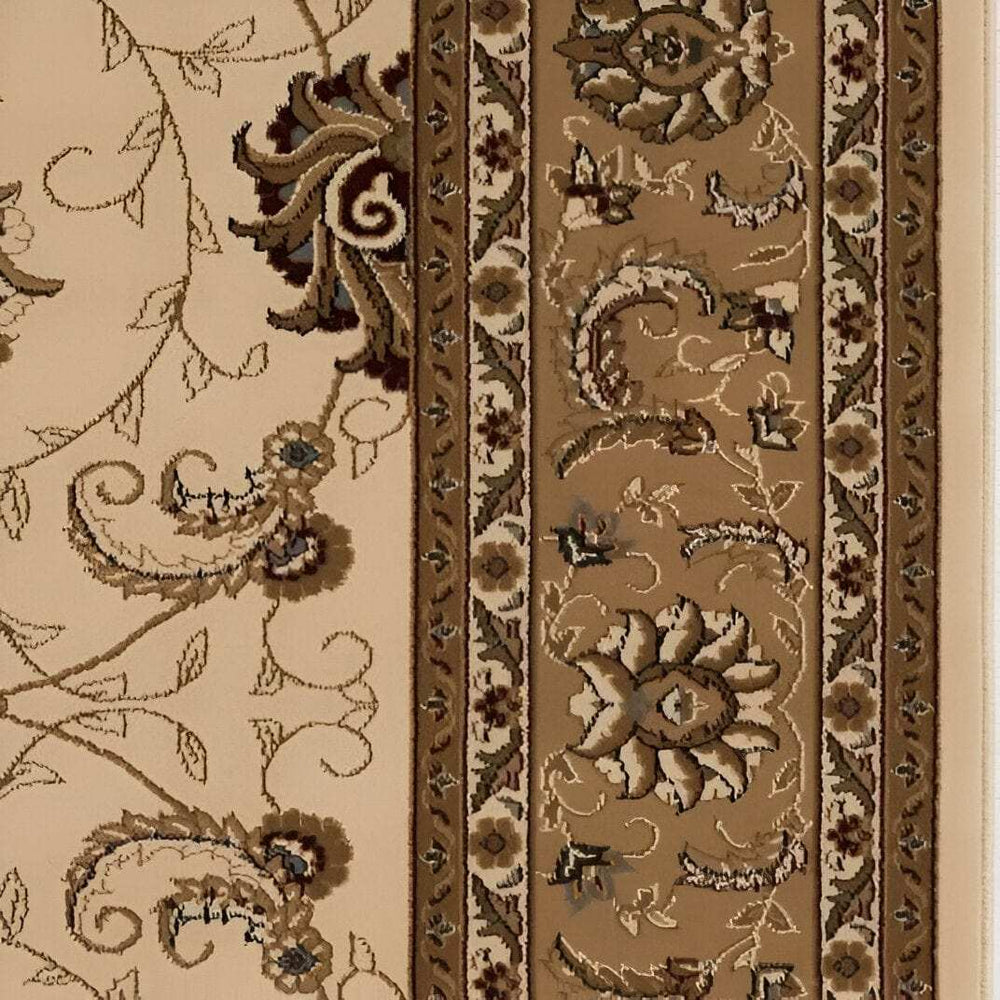 5' Beige and Ivory Round Oriental Power Loom Area Rug - Homeroots - Flyclothing LLC