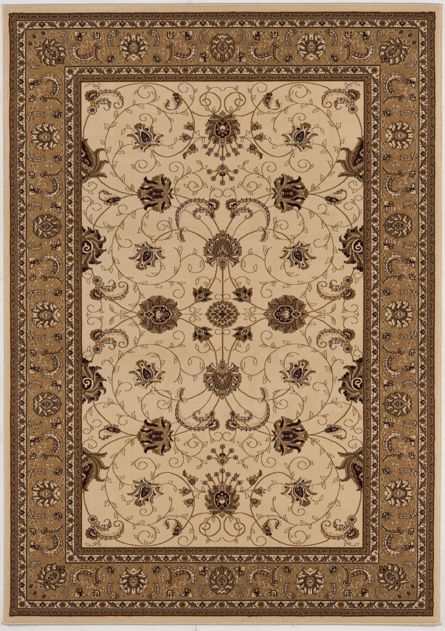 5' X 8' Beige and Ivory Oriental Power Loom Area Rug - Homeroots - Flyclothing LLC
