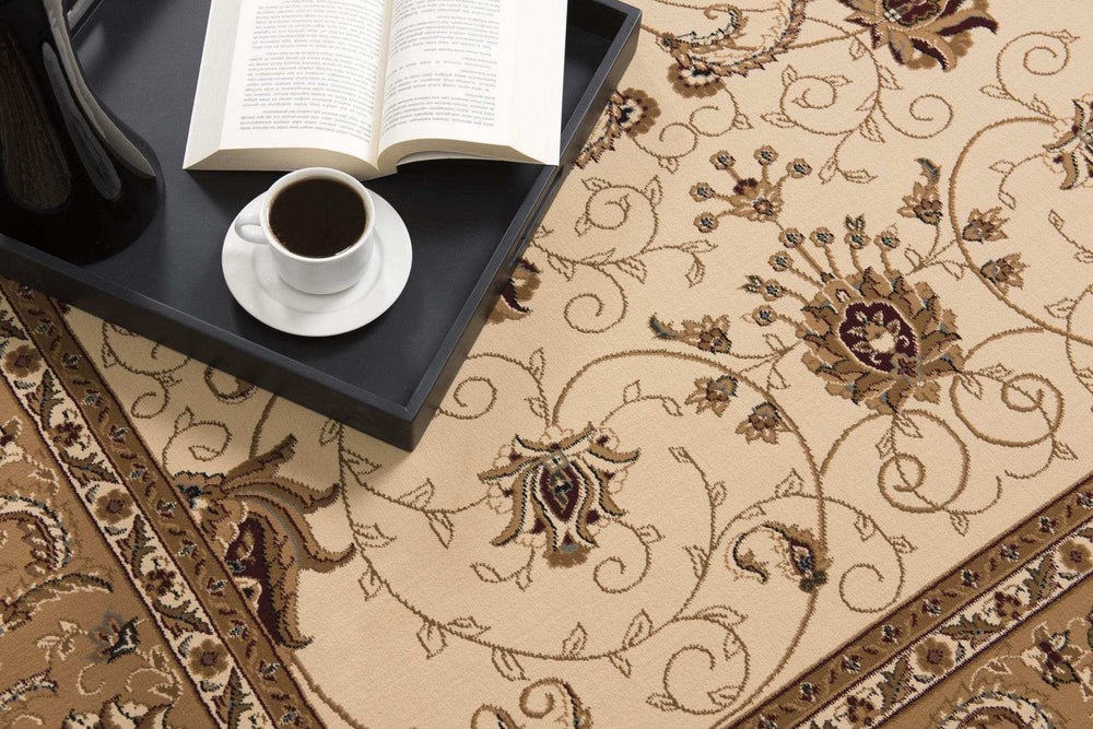 5' X 8' Beige and Ivory Oriental Power Loom Area Rug - Homeroots - Flyclothing LLC