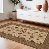 7' X 9' Beige and Ivory Oriental Power Loom Area Rug - Homeroots - Flyclothing LLC