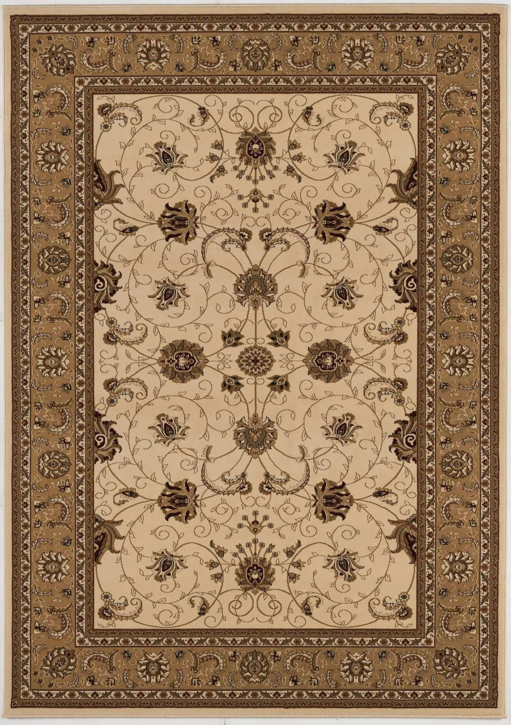 8' X 11' Beige and Ivory Oriental Power Loom Area Rug - Homeroots - Flyclothing LLC