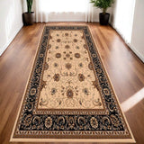 13' Runner Black and Ivory Oriental Power Loom Runner Rug - Homeroots - Flyclothing LLC