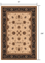 13' Runner Black and Ivory Oriental Power Loom Runner Rug - Homeroots - Flyclothing LLC
