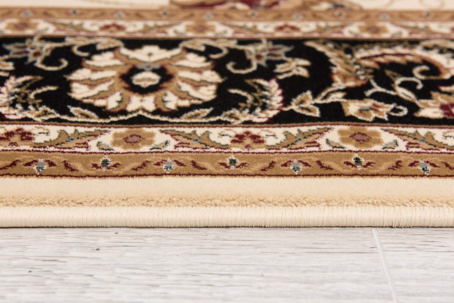 15' Runner Black and Ivory Oriental Power Loom Runner Rug - Homeroots - Flyclothing LLC