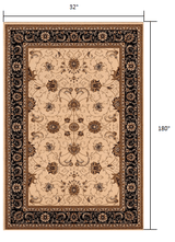 15' Runner Black and Ivory Oriental Power Loom Runner Rug - Homeroots - Flyclothing LLC
