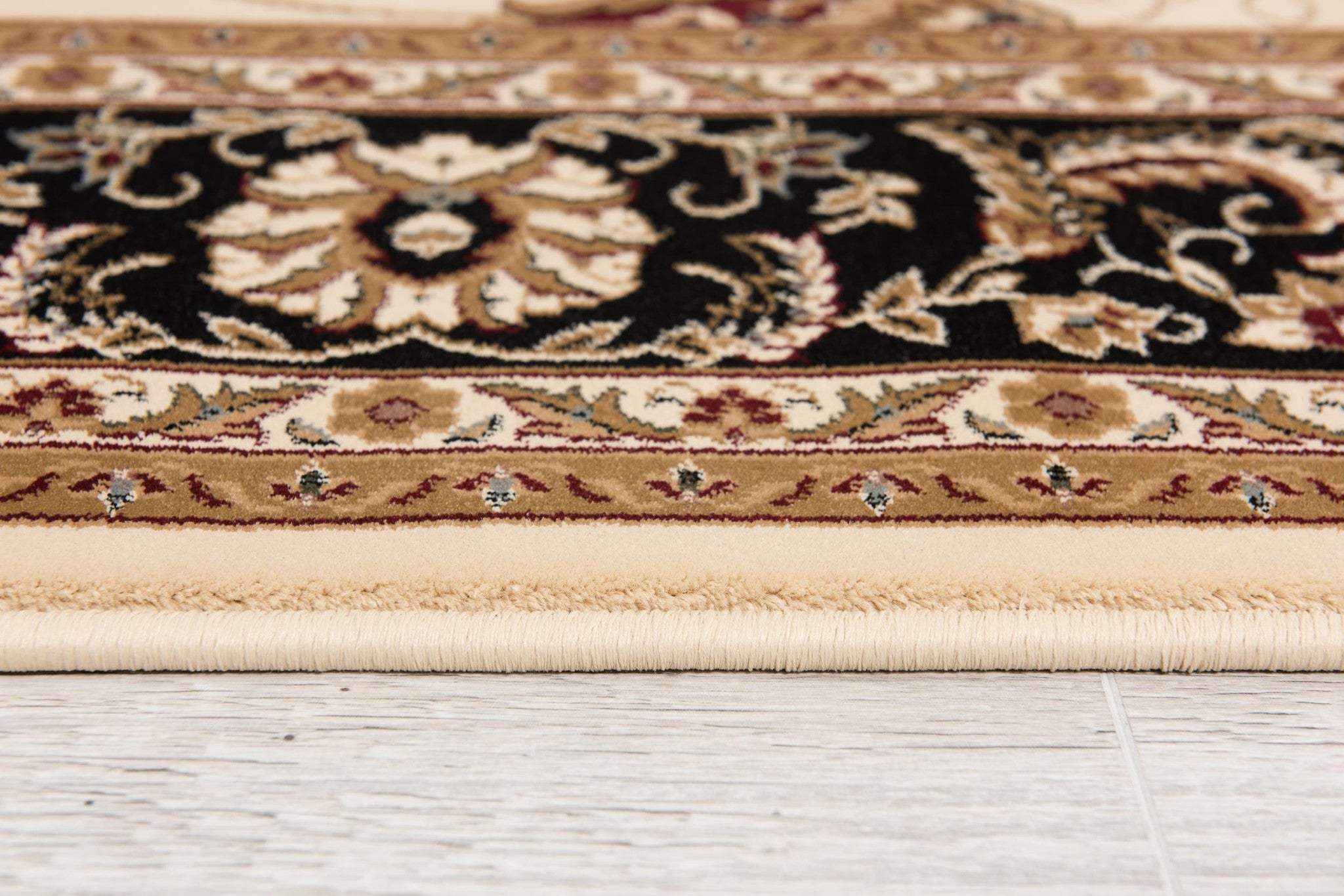 8' Runner Black and Ivory Oriental Power Loom Runner Rug - Homeroots - Flyclothing LLC