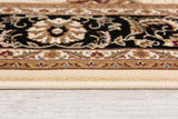 8' Runner Black and Ivory Oriental Power Loom Runner Rug - Homeroots