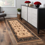 8' Runner Black and Ivory Oriental Power Loom Runner Rug - Homeroots - Flyclothing LLC