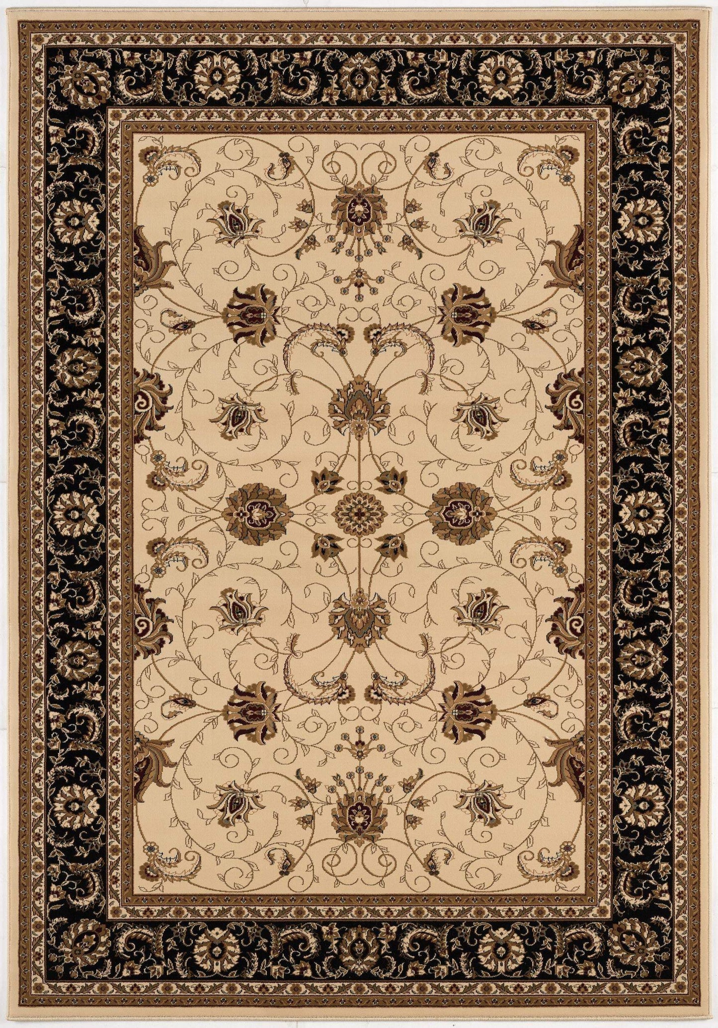 5' X 8' Black and Ivory Oriental Power Loom Area Rug - Homeroots - Flyclothing LLC