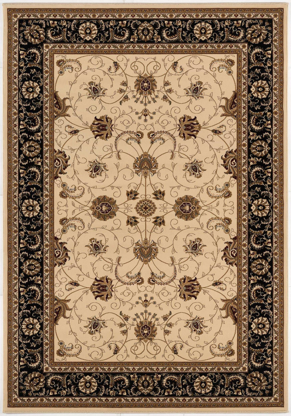 5' X 8' Black and Ivory Oriental Power Loom Area Rug - Homeroots - Flyclothing LLC
