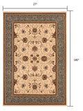 15' Runner Blue and Ivory Oriental Power Loom Runner Rug - Homeroots