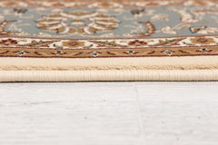 8' Runner Blue and Ivory Oriental Power Loom Runner Rug