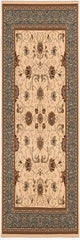 8' Runner Blue and Ivory Oriental Power Loom Runner Rug