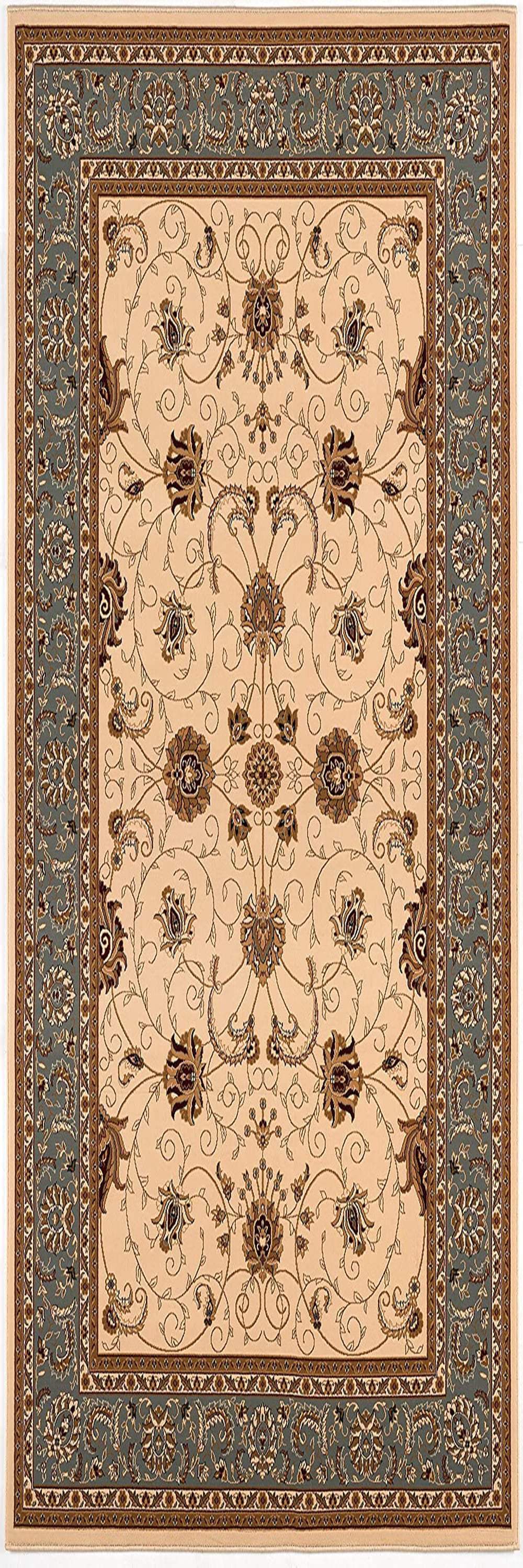 15' Runner Blue and Ivory Oriental Power Loom Runner Rug - Homeroots - Flyclothing LLC