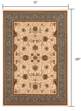 15' Runner Blue and Ivory Oriental Power Loom Runner Rug - Homeroots