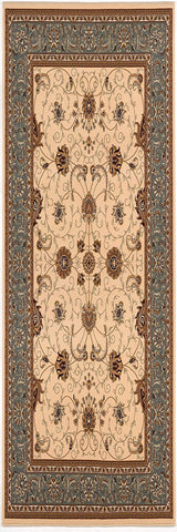 20' Runner Blue and Ivory Oriental Power Loom Runner Rug - Homeroots - Flyclothing LLC