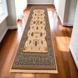 20' Runner Blue and Ivory Oriental Power Loom Runner Rug - Homeroots - Flyclothing LLC