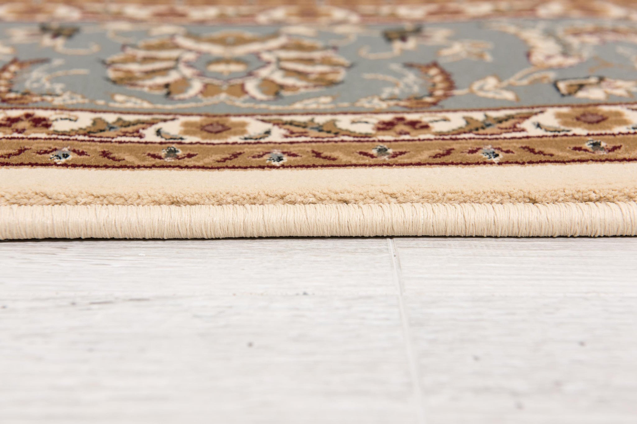 8' Runner Blue and Ivory Oriental Power Loom Runner Rug