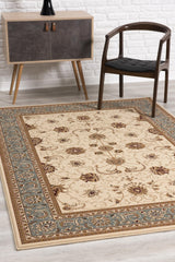 4' X 6' Blue and Ivory Oriental Power Loom Area Rug