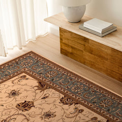 4' X 6' Blue and Ivory Oriental Power Loom Area Rug