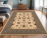 4' X 6' Blue and Ivory Oriental Power Loom Area Rug - Homeroots - Flyclothing LLC