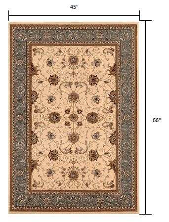 4' X 6' Blue and Ivory Oriental Power Loom Area Rug - Homeroots - Flyclothing LLC