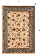 4' X 6' Blue and Ivory Oriental Power Loom Area Rug