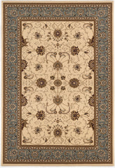 7' X 9' Blue and Ivory Oriental Power Loom Area Rug