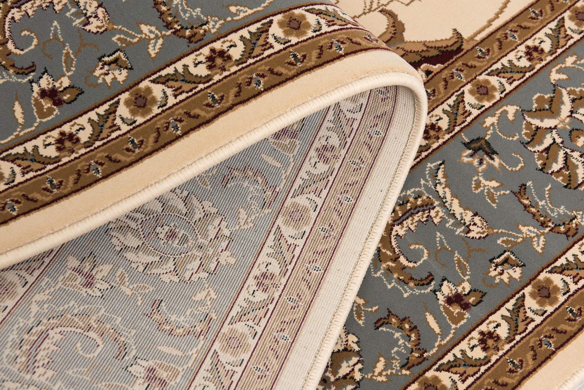 8' X 11' Blue and Ivory Oriental Power Loom Area Rug - Homeroots - Flyclothing LLC