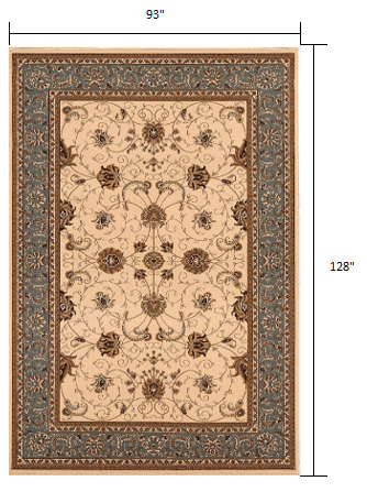 8' X 11' Blue and Ivory Oriental Power Loom Area Rug - Homeroots - Flyclothing LLC