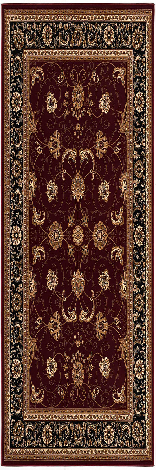 10' Runner Red and Black Oriental Power Loom Runner Rug