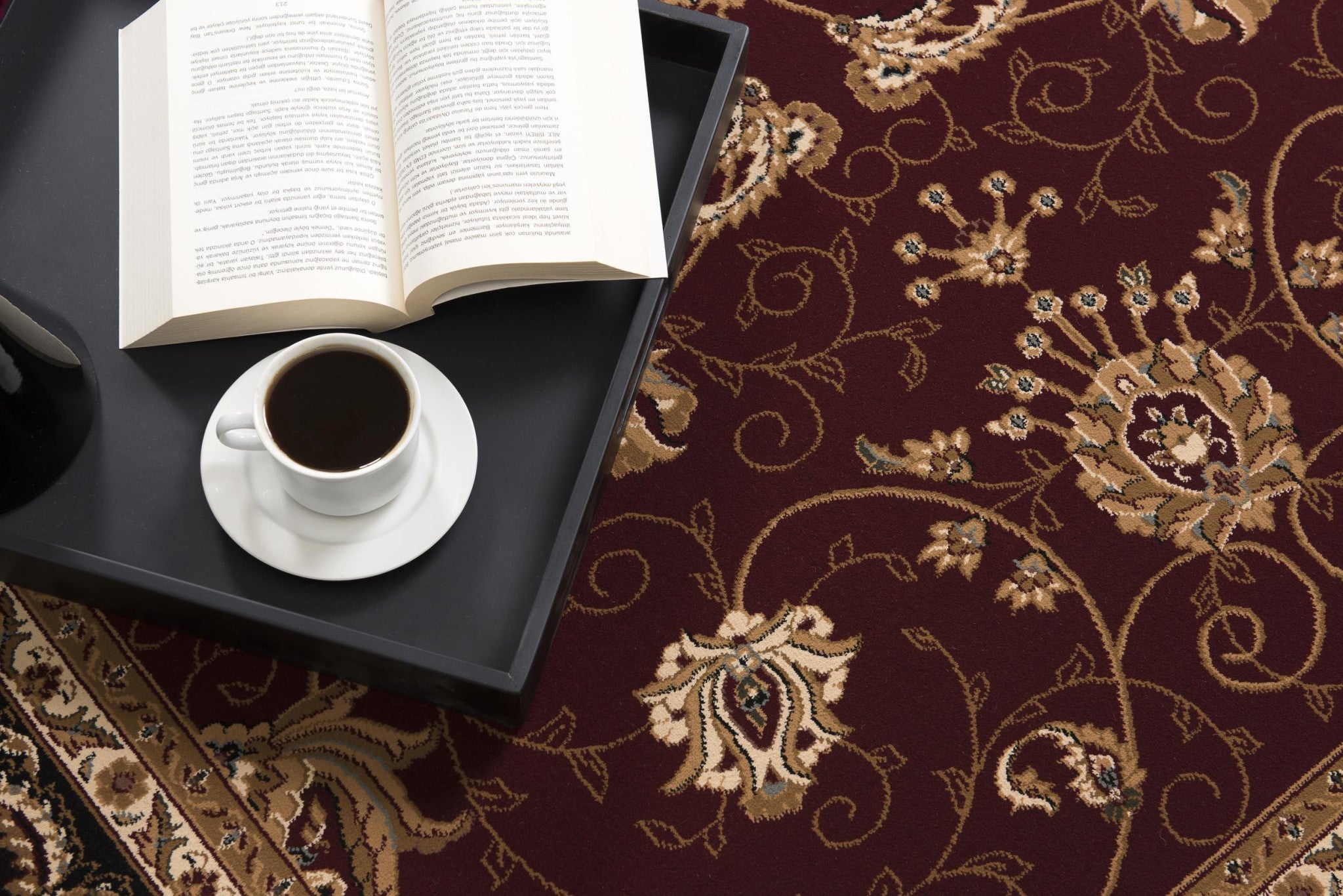 8' Runner Red and Black Oriental Power Loom Runner Rug