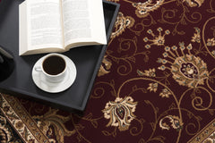 8' Runner Red and Black Oriental Power Loom Runner Rug
