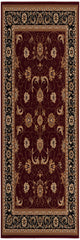 8' Runner Red and Black Oriental Power Loom Runner Rug